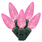 Vickerman X4G8110 100 Pink C6 LED Single Mold Light On Green Wire 34' Christmas Light Strand