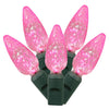 Vickerman X6G8810 200 Pink C6 LED Light On Green Wire 100' Christmas Single Mold Light Strand