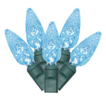 Vickerman X4G8132 100 Teal C6 LED Single Mold Light On Green Wire 34' Christmas Light Strand