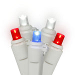 Vickerman X6W6521 50 Red-White-Blue Wide Angle LED Light On White Wire 25' Light Strand.