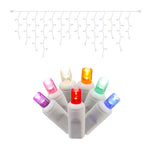 Vickerman X6W3300CSA 70 Multi-Colored Wide Angle LED Icicle Light On White Wire Light Strand.