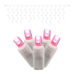 Vickerman X6W3310 70 Pink Wide Angle LED Icicle Light On White Wire 9' Christmas Single Mold Light Strand