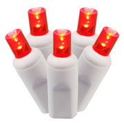 Vickerman X6W6103 100 Red Wide Angle LED Light On White Wire 50' Christmas Single Mold Light Strand