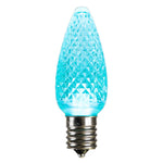 Vickerman XLEDC9LT-25 C9 Faceted LED Teal Twinkle Bulb  Nickel Base  130V .96 Watts 25 Bulbs Per Pack