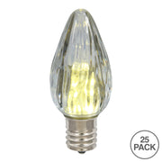 Vickerman XLEDF19-25 F15 Pure White LED Plastic Flame Bulb E26 Nickel Base .96 Watts 25 Bulbs Per Pack.