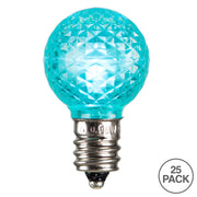 Vickerman XLEDG3L-25 G30 LED Teal Faceted Bulb E12 Nickel Base .38 Watts Dimmable 25 Bulbs Per Pack