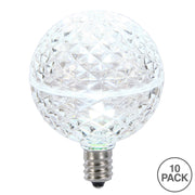 Vickerman XLEDG55-10 G50 LED Cool White Replacement Bulb E12/C7 Nickel Base .38W 10 Bulbs Per Pack