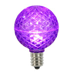 Vickerman XLED17G56-10 G50 LED Purple Faceted Replacement Bulb E17/C9 Nickel Base 10 Bulbs Per Pack.