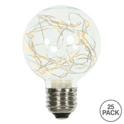 Vickerman XLEDG97 25Lt Yellow Twinkle Glass G95 Fairy Lt Bulb E26 Brass Base 1Watt