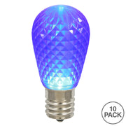 Vickerman XLEDS12-10 S14 LED Blue Faceted Replacement Bulb E26 Nickel Base 10 Bulbs Per Pack.