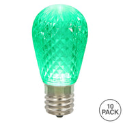 Vickerman XLEDS14-10 S14 LED Green Faceted Replacement Bulb E26 Nickel Base 10 Bulbs Per Pack.
