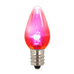 Vickerman XLEDTC79-25 C7 Transparent Plastic LED Pink Dimmable Bulb E12 Nickel Base 25 Per Pack