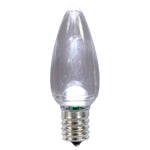 Vickerman XLEDTC95-25 C9 Transparent Plastic LED Cool White Dimmable Bulb E17 Nickel Base 25 Per Pack.