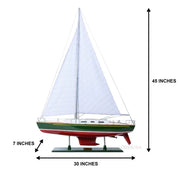 Omega Yacht Sailboat Model – 45 Inch Wooden America’s Cup Replica By Old Modern Handicrafts