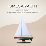 Omega Wooden Yacht Model – 45 Inch Handcrafted America’s Cup Replica