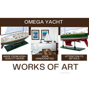 Omega Yacht Sailboat Model – 45 Inch Wooden America’s Cup Replica By Old Modern Handicrafts