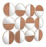 Zuo Modern Cycle Round Mirror Gold & Walnut – 36" Decorative Wall Mirror