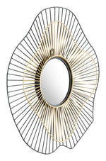 Zuo Modern Comet Round Mirror Black & Gold – 22" Wall Mirror for Entryway & Living Room