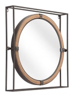 Zuo Modern Capell Mirror Antique Gray – 21.7" Wall Mirror with Rope Frame