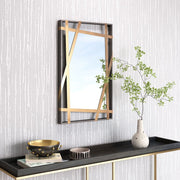 Zuo Modern Tolix Geometric Wall Mirror – Antique Gold & Black for Living Room