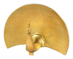 Handcrafted Aluminum Peacock Fan Table Art – 12" Wide Sculpture in Gold Finish by Zuo Modern
