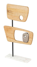 Wize Natural Finish Table Art – 25.4" H Sculpture with Aluminum Body and Marble Base by Zuo Modern