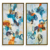 Uttermost 32325 Casual Moments Prussian Blue & Burnt Orange Framed Abstract Canvas Art, Set of 2