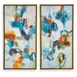 Uttermost 32325 Casual Moments Prussian Blue & Burnt Orange Framed Abstract Canvas Art, Set of 2