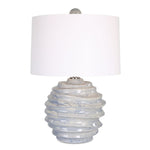 Uttermost Waves Blue & White Accent Lamp – Sculpted Ceramic Base with Brushed Nickel Accents, 18"x18"x26"