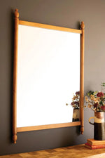 Kalalou Wood Framed Mirror 44" H Finial Design for Entryway and Living Room