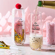 Oh Happy Day Gift Set – Stemless Champagne Glass and Bath Confetti – 6.25 Inch 10 Oz Glass – by [Brand]