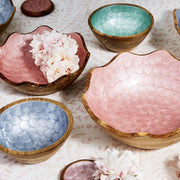 Botanical Pedestal Bowl Set Natural Wood 3.5 Inch Tall Table Decor by [Brand]