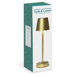 Portable Bedside LED Table Lamp Scalloped Edge 14.5 Inch Tall by [Brand]