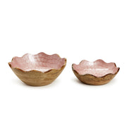 Hand Crafted Mango Wood Serving Bowls 3.5 Inch Tall Set of 2 by [Brand]