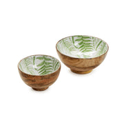 Fern Pattern Pedestal Serving Bowls Mango Wood 3.5 Inch Tall by [Brand]