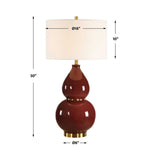 Gourd Table Lamp – Burgundy Glaze Ceramic – 30.5