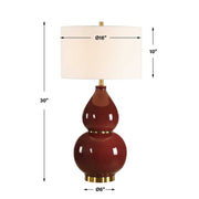 Gourd Table Lamp – Burgundy Glaze Ceramic – 30.5