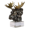Uttermost 18187 Majestic Moose Bust Bronze Sculpture with Gold Antlers on Crystal Base – 12" Wide