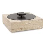 Uttermost 18196 Natural Luxe Travertine Decorative Storage Box with Oil Rubbed Bronze Lid