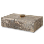 Uttermost 18153 Griseus Travertine Stone Box with Bronze Handle and Lift Off Lid