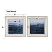 Uttermost 32270 Rising Blue Abstract Framed Prints, Set of 2
