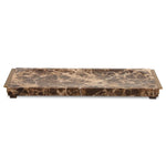Uttermost 18224 Crest Contemporary Marble Tray with Brass Handles – Brown Veined Stone, 19" Wide