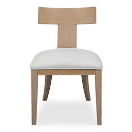 Uttermost 23595 Idris Armless Chair Natural Oak Frame with Slubbed White Performance Fabric Cushion