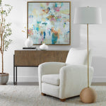 White linen tapered floor lamp shade