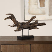 Uttermost 18221 Gilded Sculpture Branch on Matte Black Stand with Gold Highlights