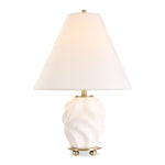 Uttermost Bora Accent Lamp-Swirled Matte White Ceramic with Brass Accents