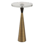 Uttermost 50077 Holton Tapered Brass Accent Table with Crystal Top and Dark Marble Accent – 24" High