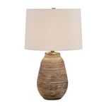 Distressed Gray Ceramic With Brass Accents Etched Urn Table Lamp 25.25" H by Uttermost