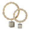 Uttermost 18167 Ivory Fusion Stone Rings Set of 2 with Brushed Nickel Base