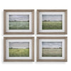 Uttermost 32317 Quiet Meadows Framed Prints Set of 4 with Seasonal Landscapes and Pine Wood Frames